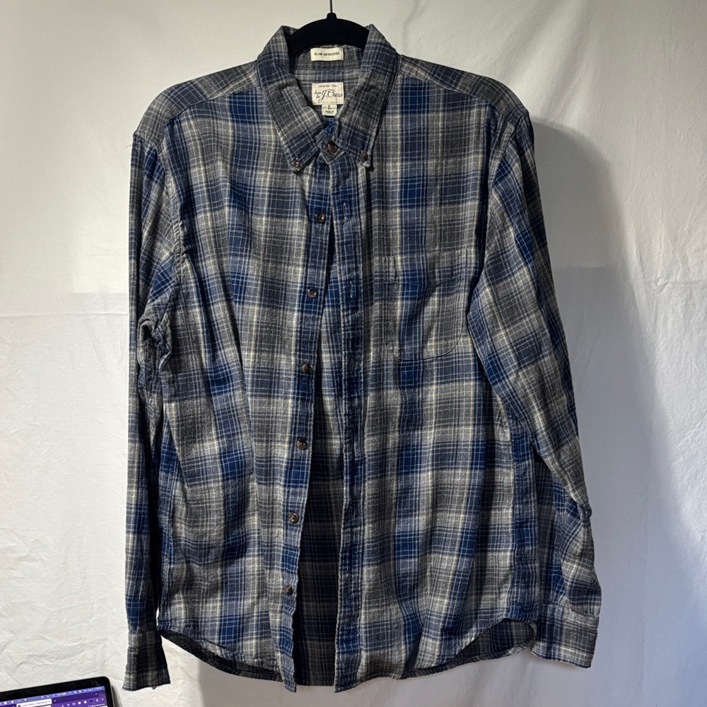 J.Crew Navy and Charcoal Plaid Shirt
